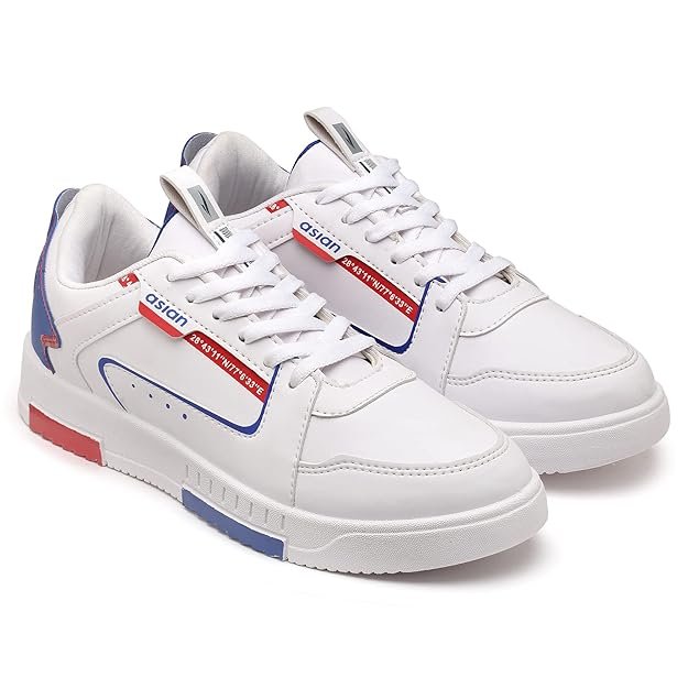 ASIAN Men's TARZAN-01 White Casual Sneaker Shoes with Synthetic Upper Lightweight Comfortable Mid Top Sneaker Shoes for Men's & Boy's