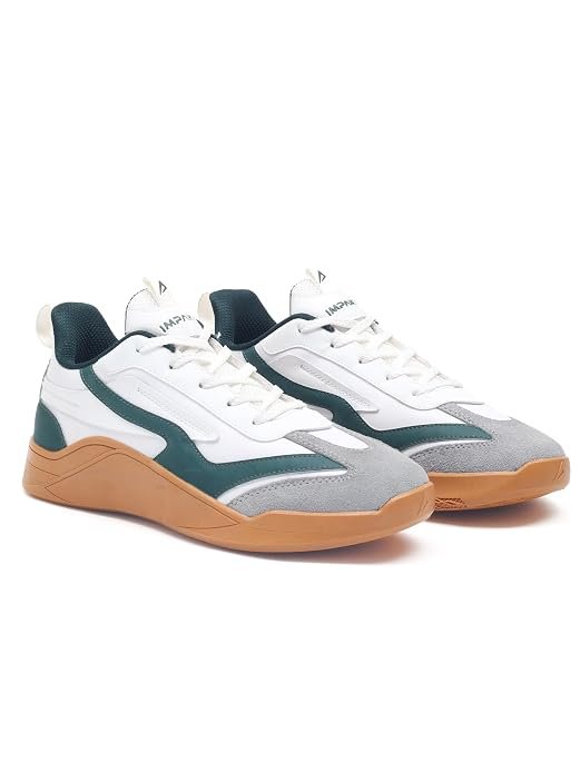 Impakto para X Court Men’s Sneakers | Lightweight & Cushioned Insole | Lace-Up Shoes for Casual Outings,Walking & Gym | Anti-Skid Rubber Sole for Non-Marking Activity