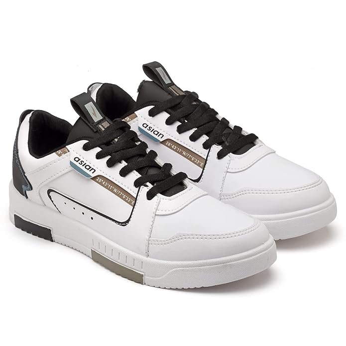 ASIAN Men's TARZAN-01 White Casual Sneaker Shoes with Synthetic Upper Lightweight Comfortable Mid Top Sneaker Shoes for Men's & Boy's