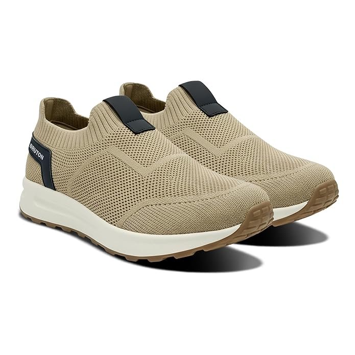 BRUTON Men's Beige & Black Casual Sneaker | Lightweight Cushioned Lace-Up Shoes | Breathable Fashion Footwear for Walking, Travel, College