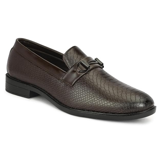 Men's Tan Formal Loafers - Stylish Slip-On Synthetic Leather Dress Shoes