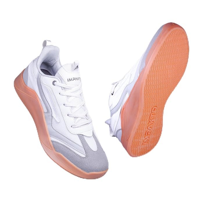 Impakto para X Court Men’s Sneakers | Lightweight & Cushioned Insole | Lace-Up Shoes for Casual Outings,Walking & Gym | Anti-Skid Rubber Sole for Non-Marking Activity