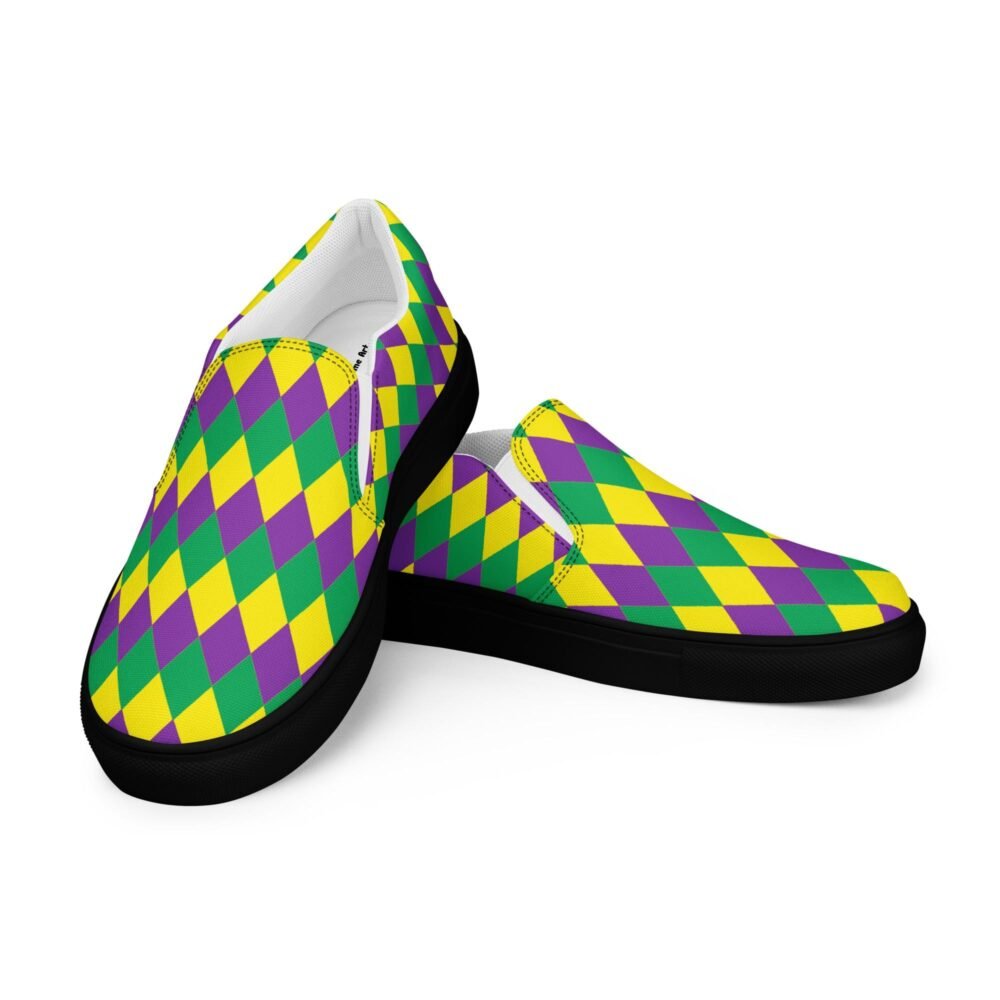 New Orleans Mardi Gras themed Men’s slip-on canvas shoes
