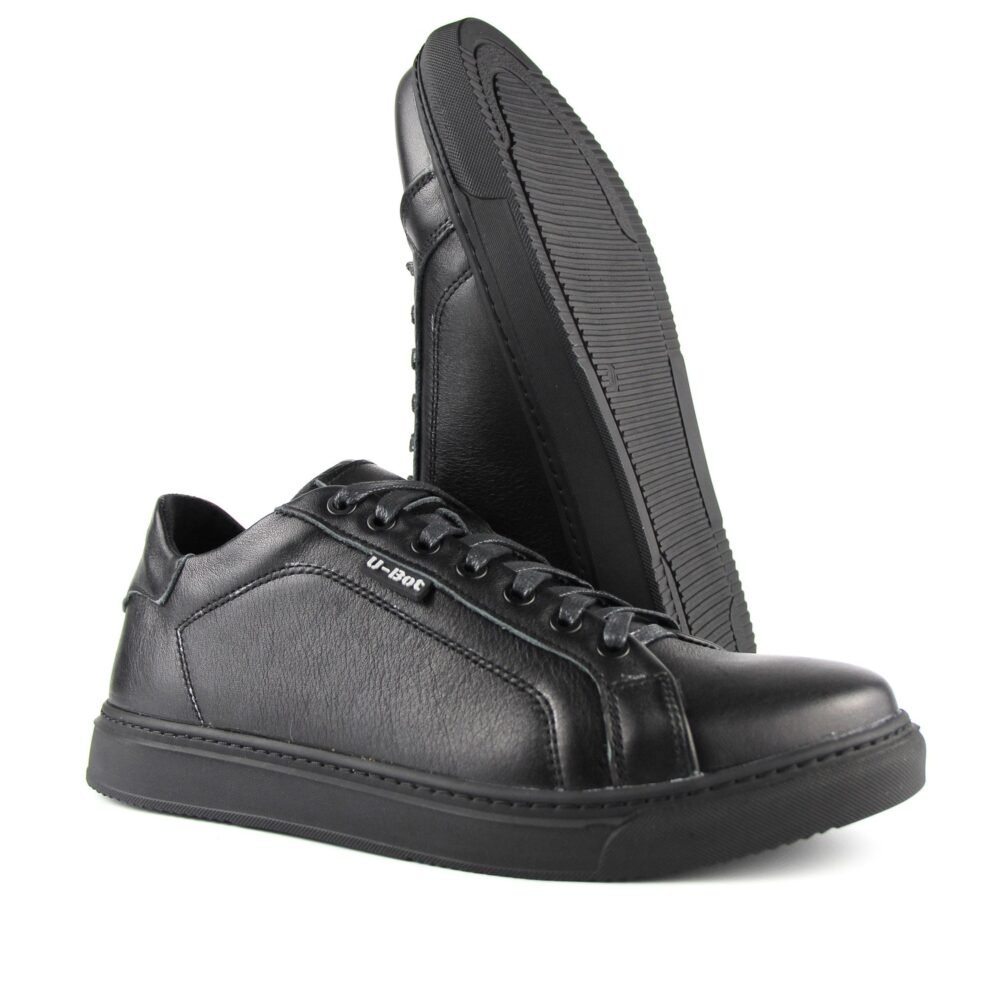 Black Leather Low-Top Sneakers