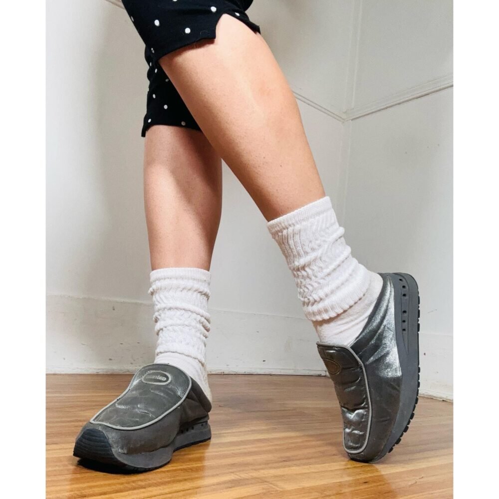 Size 8 Y2K Vintage Silver Slip On Sneakers by Wanted