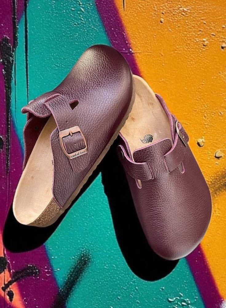 Handmade Leather Clogs – Unisex Cork Sole Slippers