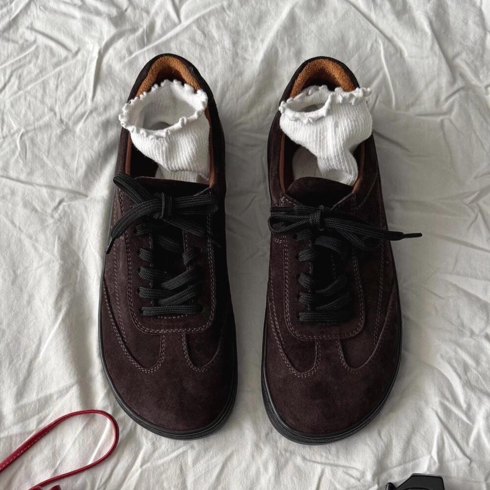Stylish Suede Barefoot Sneakers: Wide Toe Box Minimalist Shoes