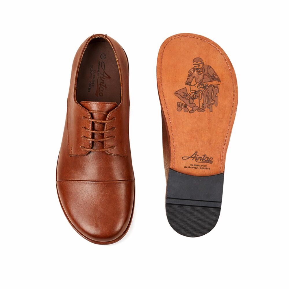 Men's Barefoot BROWN SMOOTH Leather Oxford Shoes, Classic Comfort & Style: Handmade, Moccasins