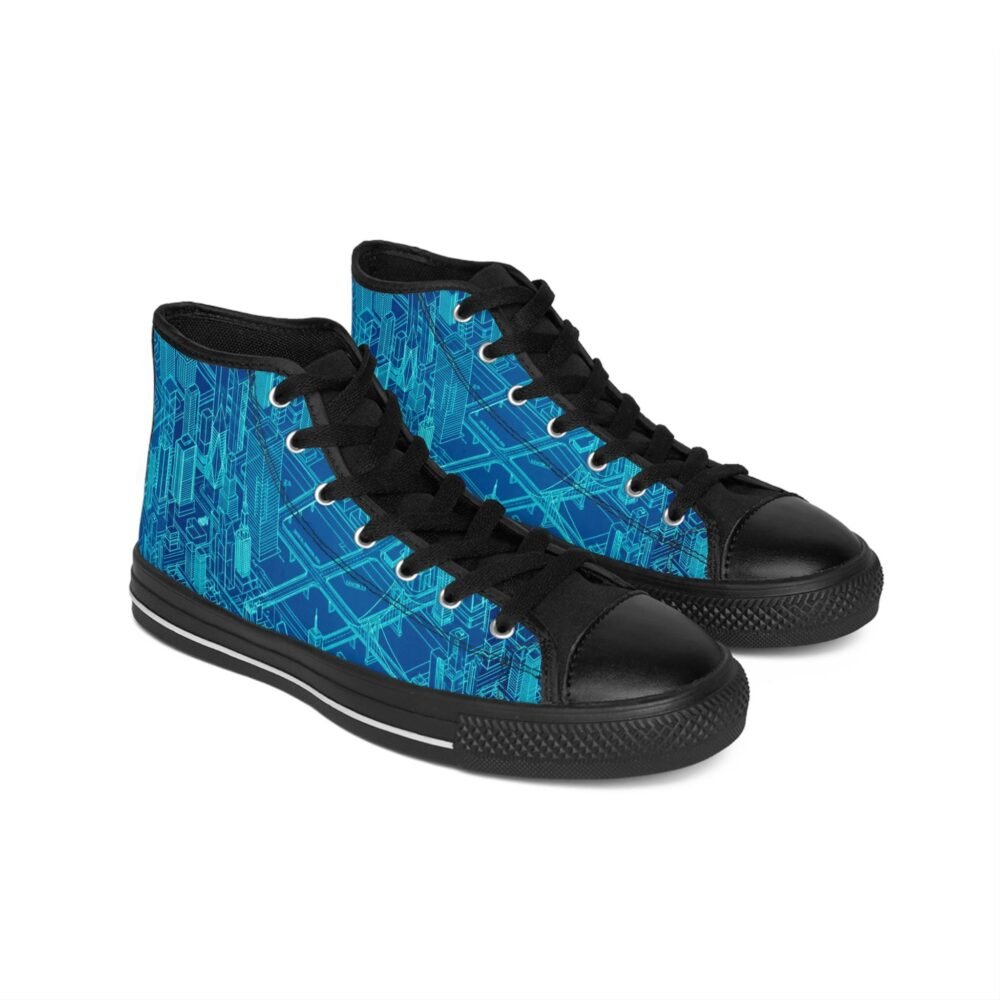 Blue Geometric Cityscape Sneakers