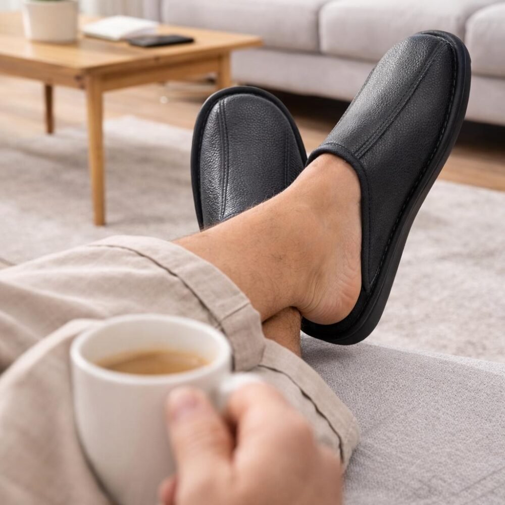 Leather Mule Slippers: Comfortable Slip-On House Shoes for Men