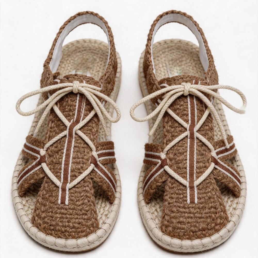 Boho Handwoven Gladiator Sandals, Men's Summer Lace-Up Espadrilles, Outdoor Non-Slip Soft Sole Shoes